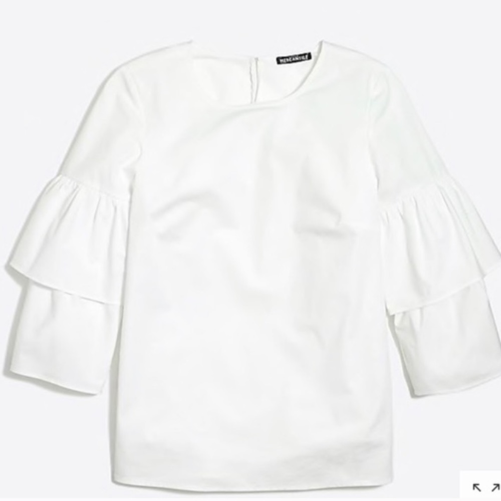 J.Crew white ruffle sleeve blouse
